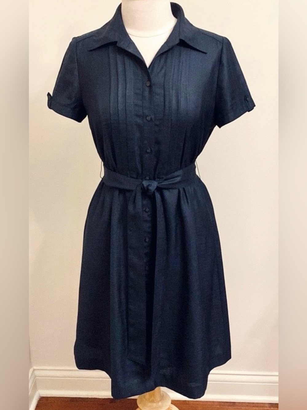 Leilian Original Japan Blue SZ 8 Elegant Quiet Luxury Minimalist Chic Dress